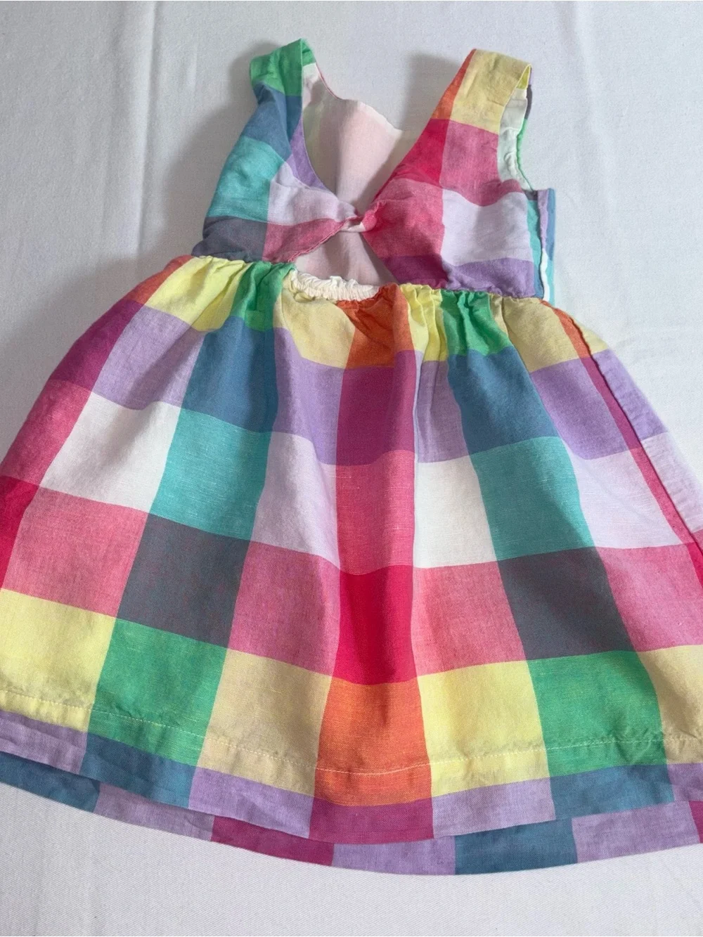 Gap Colorful Rainbow Gingham Sleeveless Dress age 4 cotton